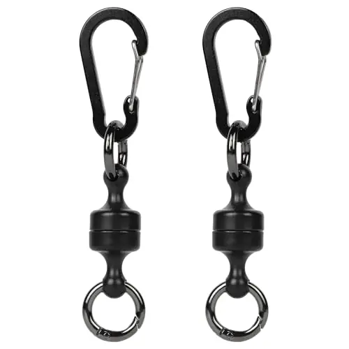 Special Offer Quick Release Keychain,Magnetic Release Holder,Strongest Magnetic Carabiner for Fly Fishing Magnet Metal Hooks,2 PCS,Black