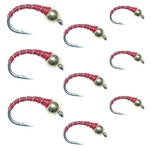 Next Day Delivery Red Zebra Midge Assortment – The Fly Fishing Place – Silver Bead Head – 3 Each of 3 Sizes 14, 16, 18 – Tailwater Fly Fishing Flies Collection
