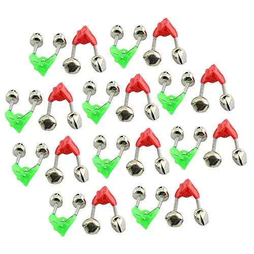 Weekend Sale RuiLing 20-Pack Fish Bite Alarms Dual Alert Fishing Rod Bells Rod Clamp Tip Clip Bells Ring Outdoor Fishing Tackle Tool