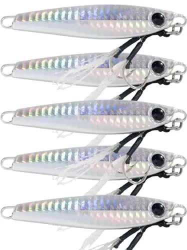 Exclusive Slow Pitch Jig 60g – High Reflective Finish | Premium Deep-Water Fishing Lure for Snapper, Grouper, Salmon and More (Pack of 5)