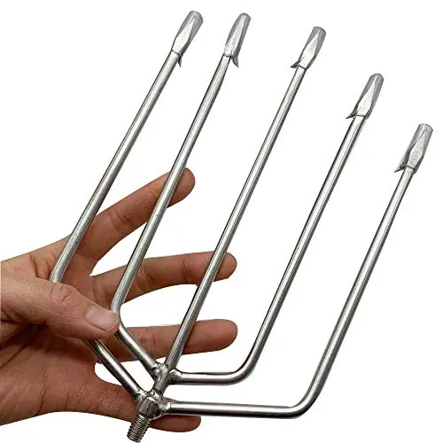 Stainless Steel Barbed 5-Prong Tine Fishing Harpoon Spear Gig Gaff Fork Hook with 8mm Screw for Frog Fishing Luxury