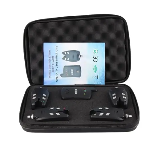 TANIQIACA 4 Pcs Fishing Bite Alarm & 1 Pcs Receiver Indicator Sound & LED Light Alert Fish Equipment Accessories for Night Fishing Instant Buy
