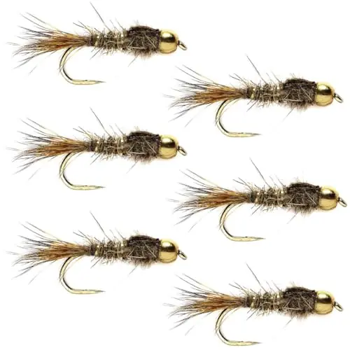 Trending The Fly Fishing Place Barbless Bead Head Hares Ear Nymph Fly Fishing Flies – Set of 6 Flies Hook Size 12