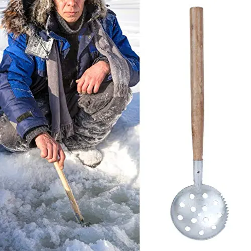 Toothed Iron Winter Ice Fishing Scoop Convenient Angler Tackle Accessory for Fishing Lovers 2 X Ice Fishing Scoop Genuine