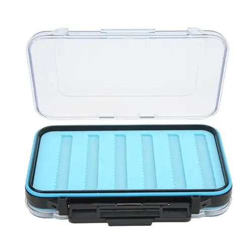 XHTLLO Fly Box, ABS Impact Resistant Fishing Tackle Hooks Box, Double Sided Portable Fly Fishing Box, Waterproof Silicone Fly Box, Tackle Box for Fishing Special Discount