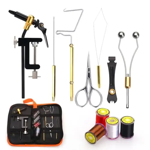 Direct From Manufacturer XINZY Fly Making kit for Fly Fishing Fly Fishing Tool kit Fly Tying Vise Fly Fishing Fly Tying kit Fly Tying Kits Fly Tying Tools Kit with Fly Tying Threader Needle Whip Finisher Scissors Fly Tying