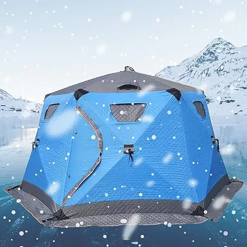 YokIma Winter Ice Fishing Tent Thicken Cotton Tent with Insulated Layer for Ice Fishing Winter Fishing for 4-6 Person Ice Fishing Shelter Deal