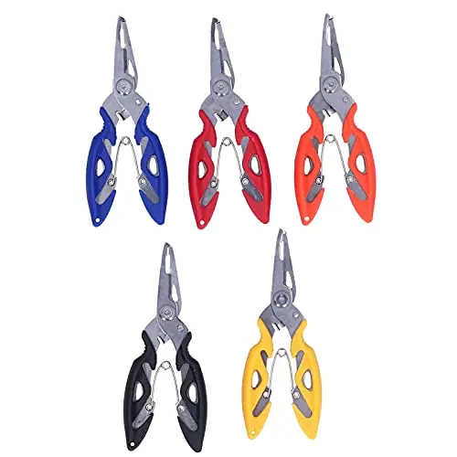 Yuecoom 5Pcs Fishing Pliers, Stainless Steel Fishing Pliers Hook Remover Multifunction Lures Curved Scissors Big Sale