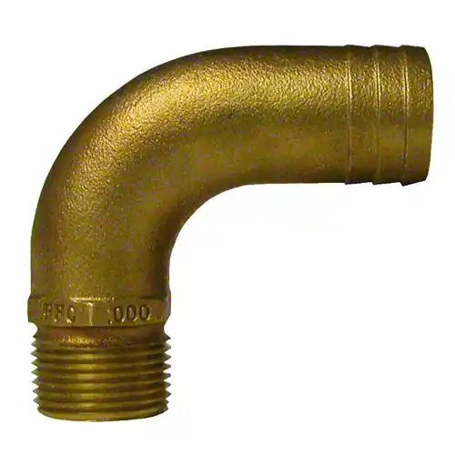Authentic GROCO 1" NPT x 1-1/8" ID Bronze Full Flow 90° Elbow Pipe to Hose Fitting FFC-1125
