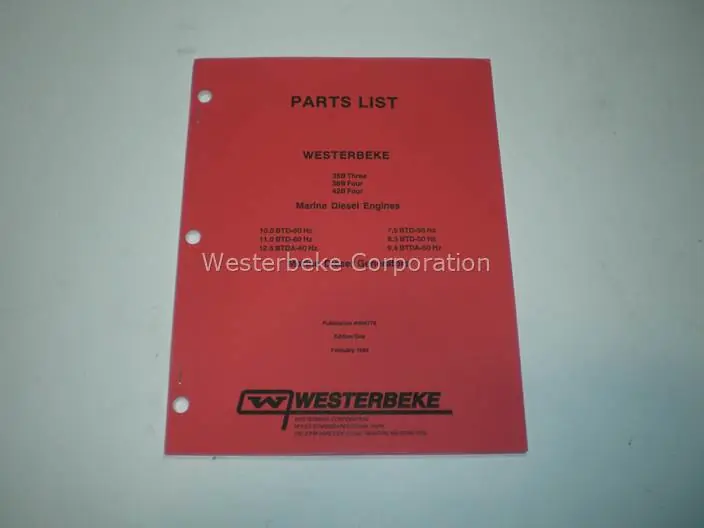 Warranty Included Westerbeke, Partlist 35b, 38b, 42b, 10-12.5bt, 036776