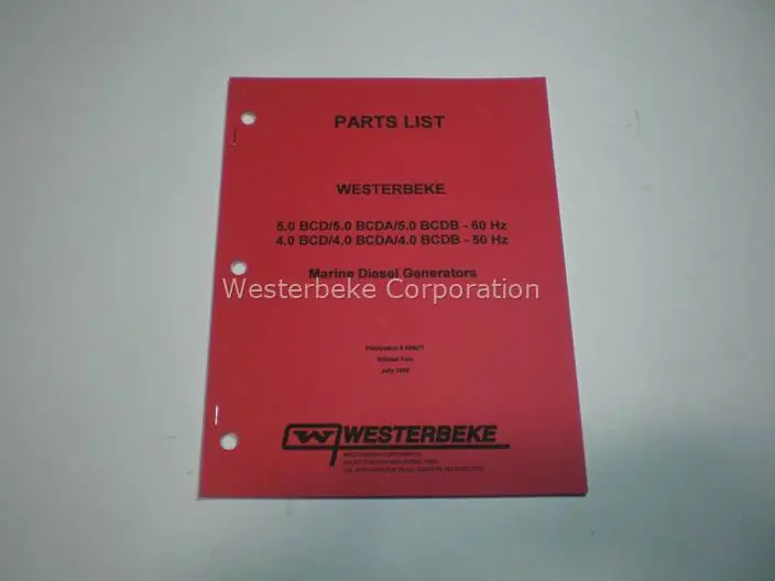 Westerbeke, Partlist 5.0 bcd, bcda, bcdb, 038677 One Day Deal