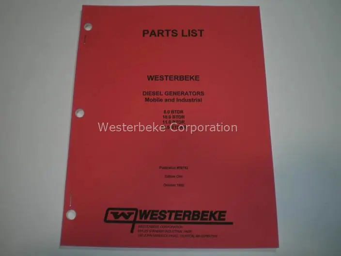 Westerbeke, Partlist 8-11 btdr, 12.5 btdar, 039742 Trusted Brand