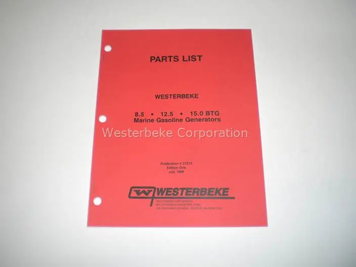 Westerbeke, Partlist 8.5-12.5-15.0 btg, 037315 Express Delivery