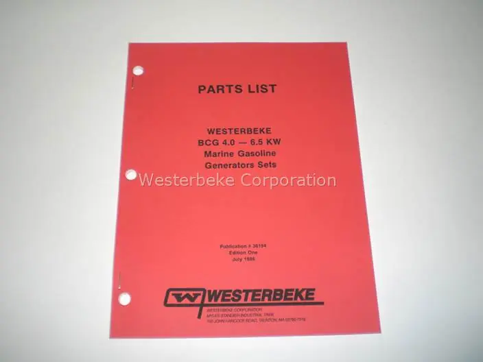 Order Now Westerbeke, Partlist bcg-4-6.5kw, 036194